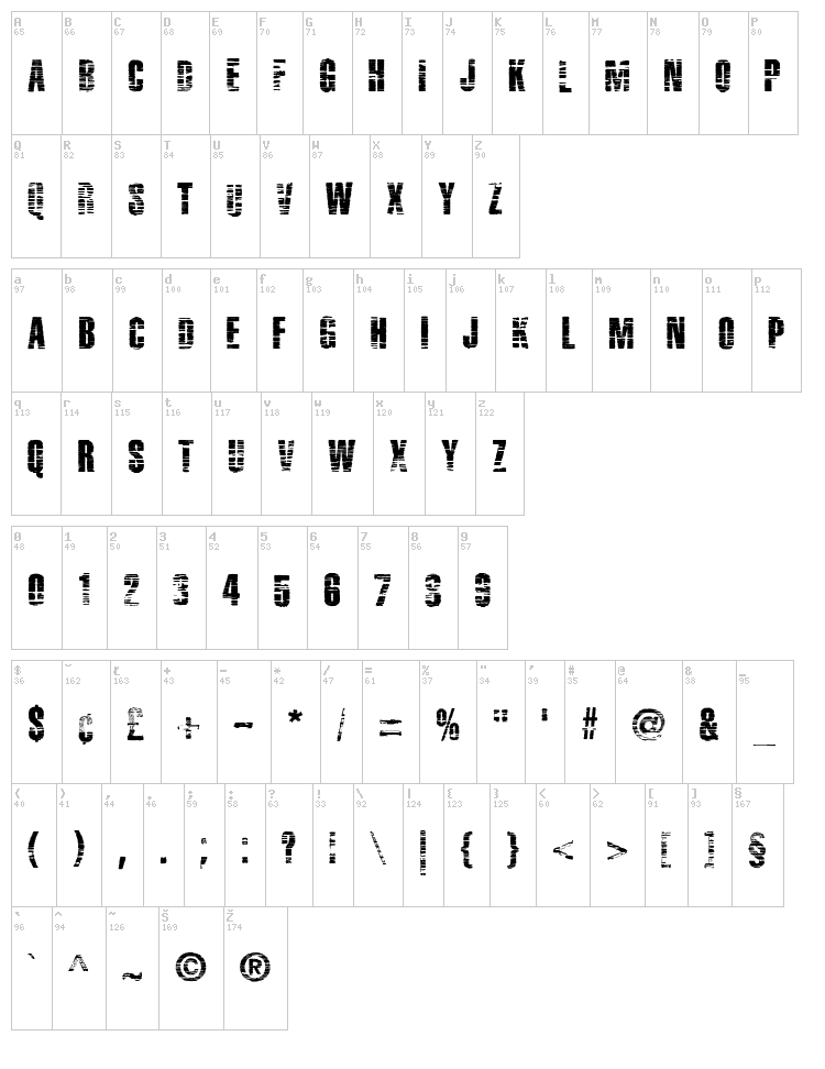 Mentha Rapture font map